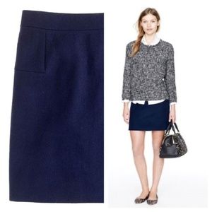 J. Crew Navy Wool Mini Skirt (Size 2)